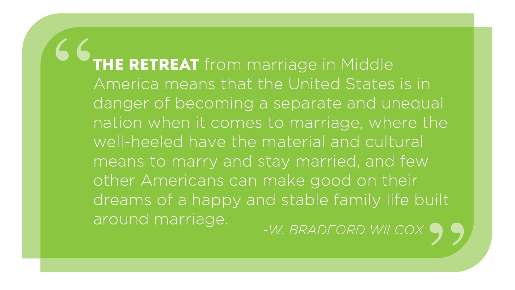 Strong and stables marriages play a crucial role in boosting children’s odds of making it in America. -W. Bradford Wilcox